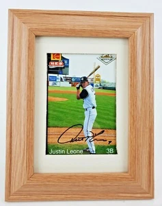 Rare Justin Leone San Antonio Missions 3B Early Career Signed Framed photo - Picture 1 of 5