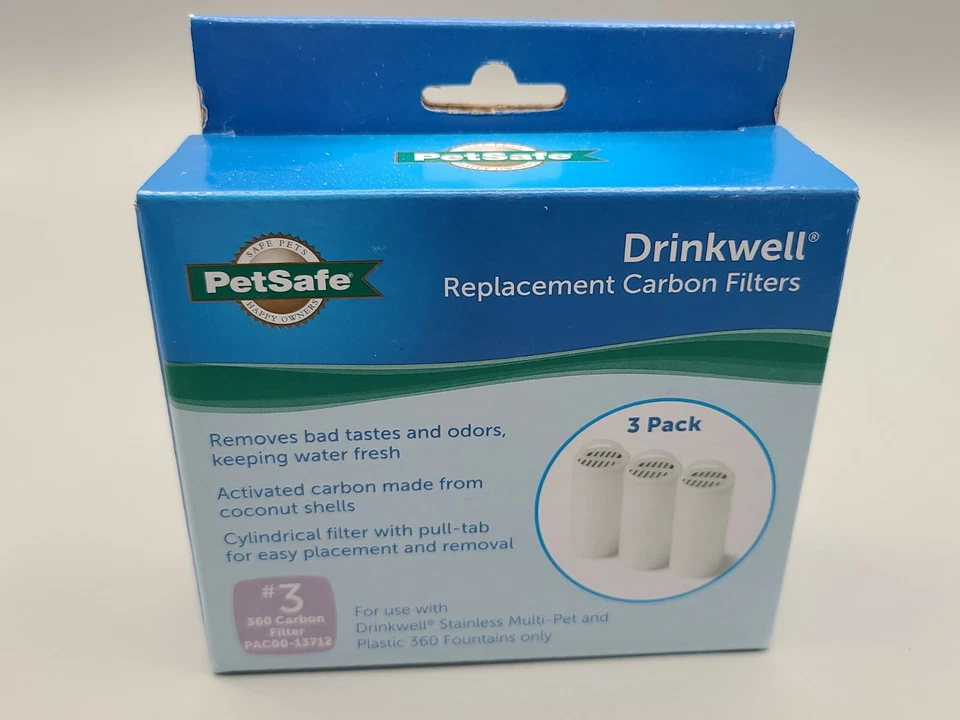 NEW!! PETSAFE Drinkwell 3PK Replacement Carbon Filters (PAC00-13712) Foto 1 de 1