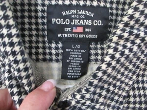 Polo Ralph Lauren Size Large Shirt Houndstooth Tweed RRL Hunting Work - Picture 1 of 4