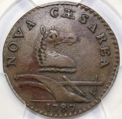1787 1/2p M.32.t Small Planchet Plain Shield New Jersey Colonial PCGS XF 45 - Image 1 of 4