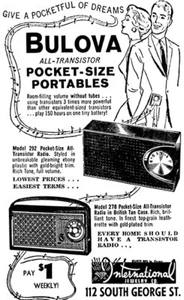 Bulova Portable Transistor Radios - 1958 - Promotional Advertising Poster - Picture 1 of 1