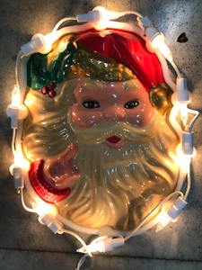 Vintage Santa Claus Christmas Mold Head Lights - Picture 1 of 5