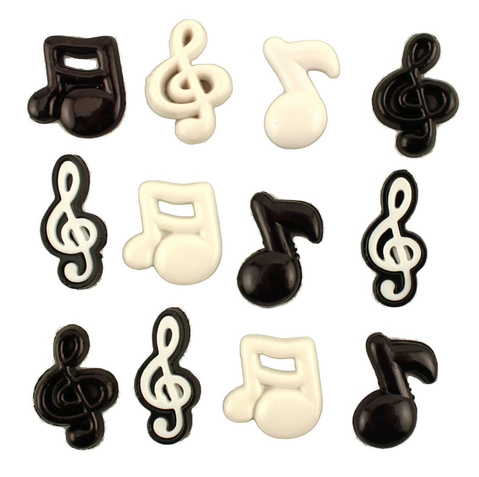 Music Notes 4279 - Buttons Galore - Piano, Instrument - Craft Sewing Scrap - Image 1 of 2