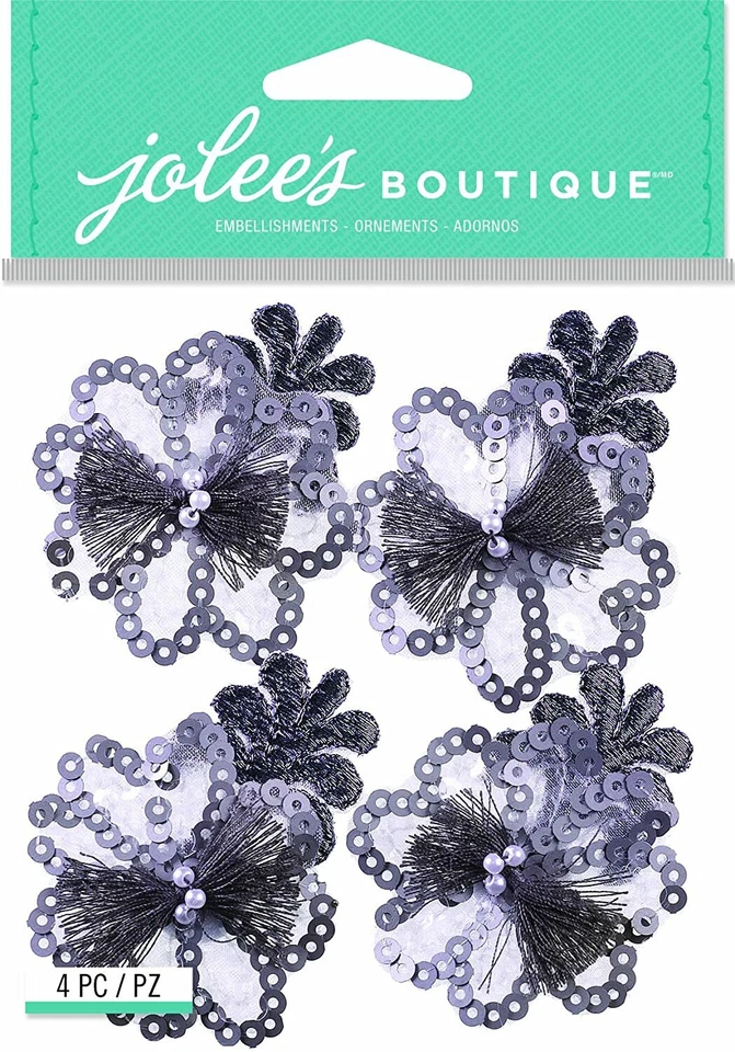 PEGATINAS DIMENSIONALES FLORALES LENTEJUELAS GRISES BOUTIQUE JOLEE'S-015586978940 Foto 1 de 1