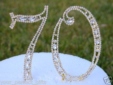 5" Rhinestone Gold Number Seventy 70 Bling Cake Topper Birthday Anniversary
