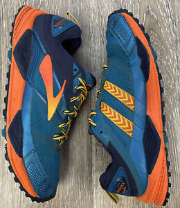 Brooks Cascadia 12 Yellowstone Mens Blue Athletic Hiking Running Shoes Size 10.5