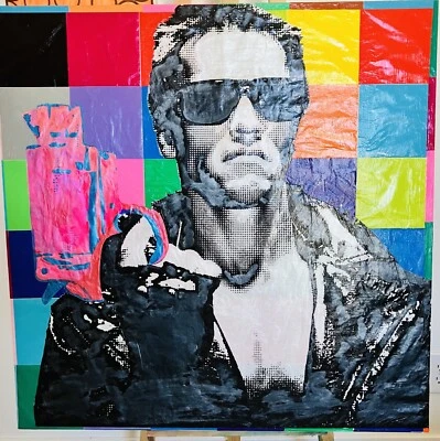 Оригинальная картина уличное искусство смешанные материалы 4x4 фута Mr Clever Art Terminator Splash - Изображение 1 из 4