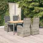 Outdoor Dining Set 5 Piece Dining Table And Chairs With Cushions Grey Vidaxl