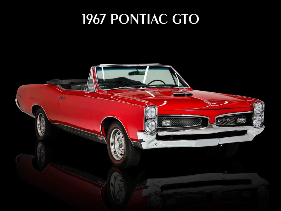 Pontiac GTO 1967 convertible letrero de metal nuevo: aspecto original restauración en rojo Foto 1 de 1