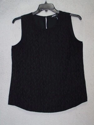 DKNY Top Mujer Mediano 8 10 Negro Texturizado Diseñador Halter Sin Mangas Damas Foto 1 de 4