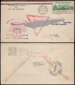 SAVOYSTAMPS - USA Cover - Graf Zeppelin flown FDC 1933 - C18 - Oct 2nd, 1933 - Picture 1 of 1