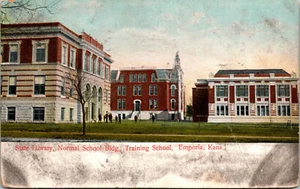 Vtg 1909 State Library Normal School Building Emporia Kansas KS Postcard - Picture 1 of 2