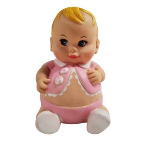 Vintage Baby Squeak Toy Doll Plum Pees 1967 Uneeda Doll Compay Squeaky Pink Fat - Picture 1 of 13