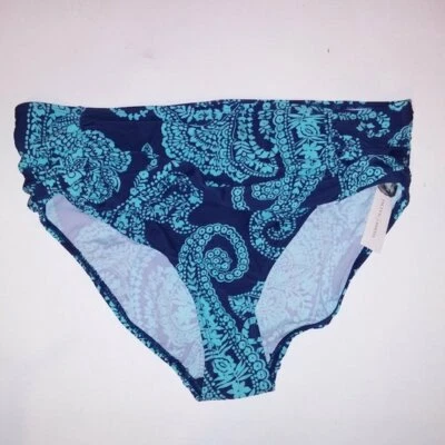 Jaclyn Smith Swim Bikini Bottom Blue Floral Paisley Size 12 Swimwear New - Image 1 of 3