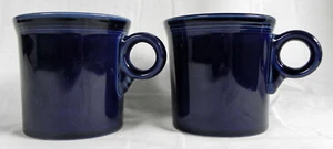 2 Homer Laughlin "Fiesta" Coffee Cups, Cobalt Blue, China Mugs USA, New + Labels - Picture 1 of 8