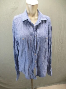 Joseph Abboud Size M Mens Blue 100% Linen Long Sleeve Button Up Casual Shirt 650 - Picture 1 of 9