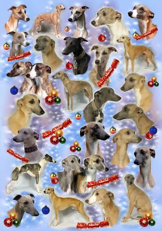 Whippet Dog Christmas Wrapping Paper By Starprint - Auto combined postage