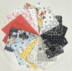 She Who Sews Riley Blake Fat Quarters Lot of 17 J Wecker Frisch Cotton Fabric - Picture 1 of 9