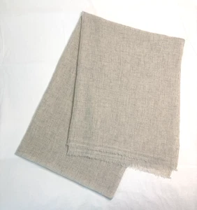 Handgewebtes Tuch Halstuch Schal 100% Kaschmir Haferflocken Beige Made in Nepal 29" B x 80" L - Bild 1 von 5
