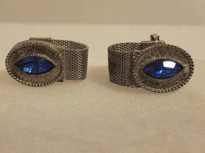 Gemelos de circonita cúbica azul corte marquesa Foto 1 de 4