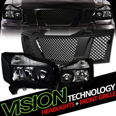 Faros negros para 04-07 Titan/Armada lámparas de estacionamiento NB + rejilla parrilla delantera de malla Foto 1 de 2