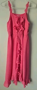Disney D Signed Dress Girls Med 10-12 Lined Pink Chiffon Ruffled Adj Daisy Strap - Picture 1 of 11