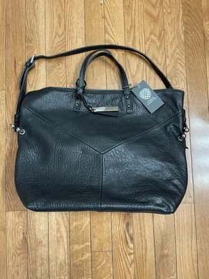 NWT Vince Camuto Soft Pebble Leather Tote BLACK Designer Handbag Purse - Image 1 of 4