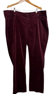 Pantalones de mezclilla para mujer Talbots de pana de pierna recta talla grande 22W granate borgoña Foto 1 de 4