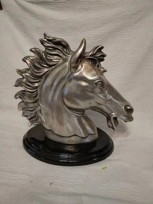Scultura busto cavallo placcato argento 800 - Immagine 1 di 4
