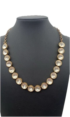 Conjunto de bisel J Crew Brulee tono dorado diamantes de imitación transparentes collar largo de 20,25" Foto 1 de 4
