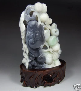 Vintage Hetian Nephrite Jade Fruit Ruyi Carving Statue - Picture 1 of 8