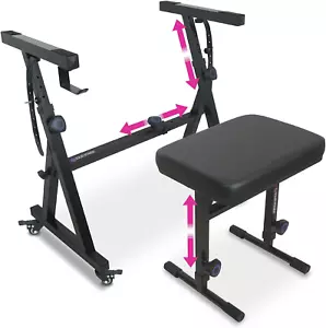 Piano Keyboard Stand and Bench Set - Portable Heavy Duty Music Stand for 54-88 K - Picture 1 of 12