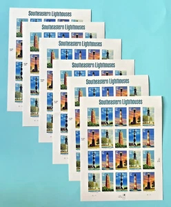 #3787-3791 Southeastern Lighthouses 37¢ - 6 Sheets x 20 = 120 Stamps FV$44.40 - Picture 1 of 4