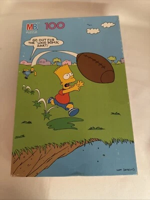Vtg 1990 The Simpsons "Go Out For The Long Bomb, Bart!" 100+ pc Jigsaw Puzzle - Image 1 of 4