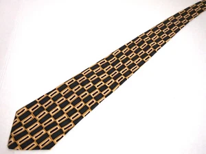 Perry Ellis Portfolio Mens Necktie Tie Black Yellow Geometric 100% Silk 59" - Bild 1 von 4