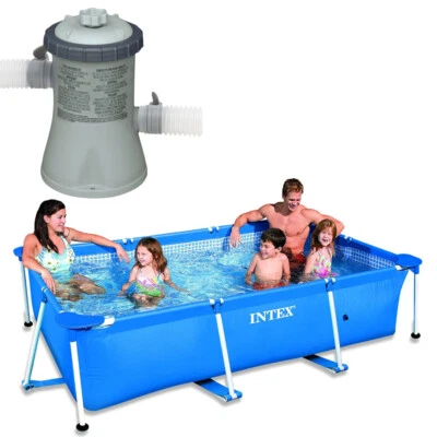 INTEX Schwimmbecken Family Swimming Pool Frame 220x150x60cm + Poolpumpe 1250l/h - Bild 1 von 4