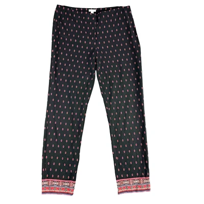 Pantalones J. Jill Mujer 14 Alto Negro Rojo Premium Bistretch Joya Estampado Informal Boho Foto 1 de 4