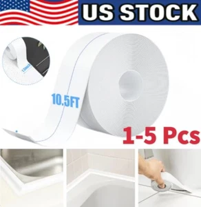 10.5FT PVC Self Adhesive Caulk Sealing Strip Tape For Kitchen Wall Sink Toilet - Picture 1 of 11