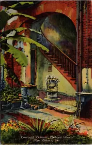 New Orleans, LA Courtyard Governor Claiborne Home Postcard Linen Posted c. 1955 - Picture 1 of 2