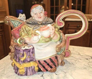 Fitz Floyd Teapot Fortune Teller 1995 Limited Edition Crystal Ball Cat Old Woman - Picture 1 of 8