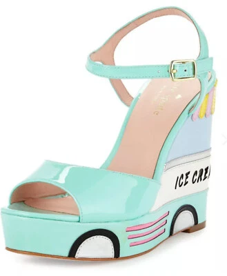 RARE Kate Spade New York Dotty Ice Cream Truck Wedges Shoes Size 10.5 In Box - Image 1 of 4