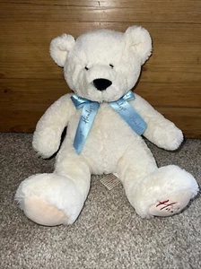 "Oso de peluche Hamleys blanco suave con lazo azul 13"" ❤️" - Imagen 1 de 5