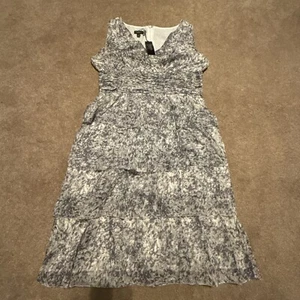 NUEVO Vestido Talbots Sin Mangas Gris Estampado Talla 6 Capas Cuello en V 100% Algodón Forrado - Imagen 1 de 8