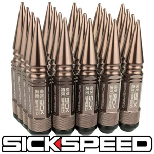 SICKSPEED 20 PC BRONZE SPIKED ALUMINUM EXTENDED 108MM 3 PC LUG NUTS 14X1.5 - Picture 1 of 1