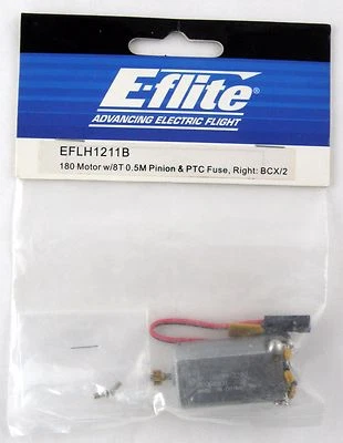 180 Motor w/8T 0.5M Pinion & PTC Fuse, Right: BCX/2 - E-flite EFLH1211B - Image 1 of 2