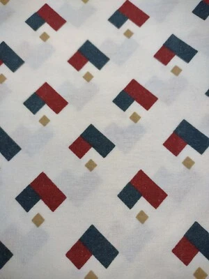 1 Vintage Westpoint Stevens Double Flat Sheet Geometric Abstract Blue Red  EUC - Image 1 of 4