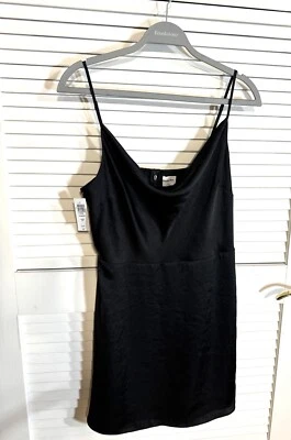 Aritzia Sunday Best Dress Spencer Women Size XL Black Satin Slip NWT - Image 1 of 4