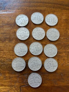 Lot of (13) WW2 1942 1 Franc French Coins Excellent AU condition - Picture 1 of 2