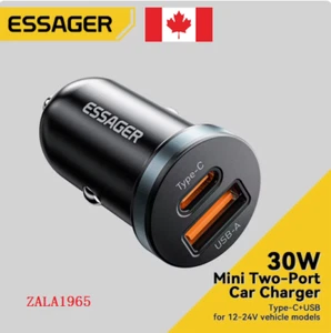 ESSAGER Fast Charger Adapter 30W USB A and USB C, Reliable Protection for Phones - Photo 1 sur 12