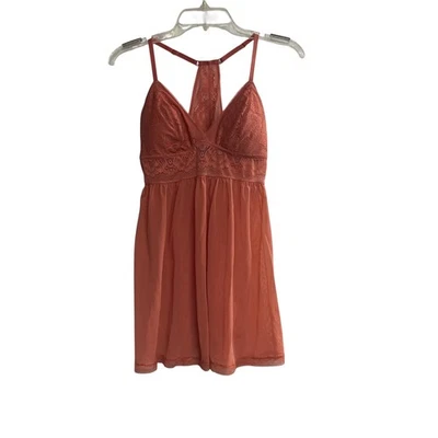 AUDEN Women's Intimates Size Medium Peach Lace Racerback Lingerie Babydoll - Image 1 of 4